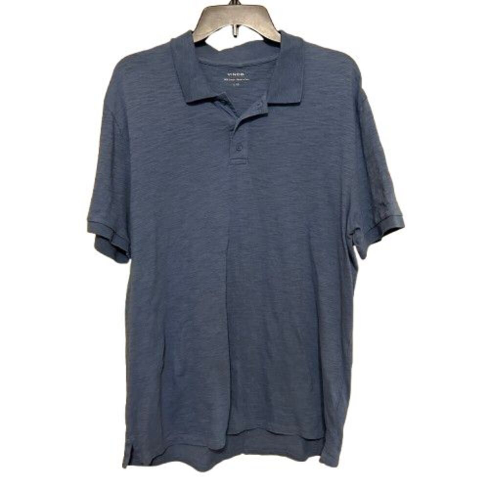 Vince Polo Shirt Mens Large Blue Short Sleeve 100% Cotton Casual Quiet Luxury